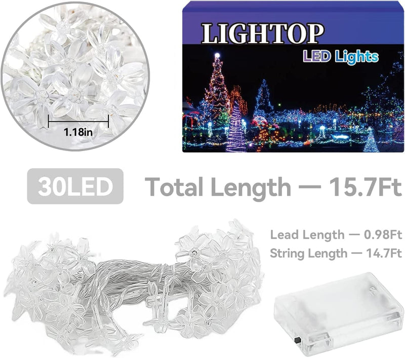 LIGHTOP Battery Operated Flower String Lights 30LED Cherry Blossom Fairy Light Waterproof Indoor Decoration for Camping,Garden Fence,Birthday,Christmas,Wedding Party,Bedroom (Warm White) Home & Garden > Lighting > Light Ropes & Strings LIGHTOP   