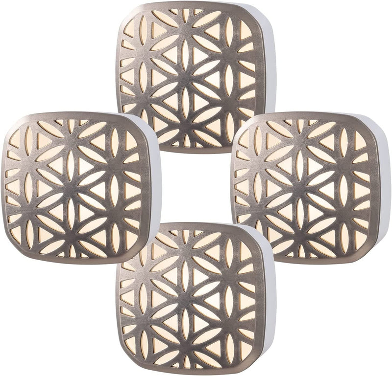 Lights by Night Decorative LED Night Light, Brushed Nickel Flower Design, Plug-In, Dusk to Dawn Sensor, Ul-Certified, Home Décor, Ideal for Bedroom, Bathroom, Kitchen, Hallway, 54744, 2 Pack Home & Garden > Lighting > Night Lights & Ambient Lighting Jasco Products Company, LLC Brushed Nickel 4 Pack 
