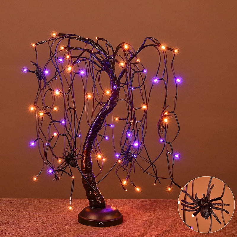LIGHTSHARE 24-Inch Halloween Willow Tree LED Bonsai Night Light,80 LED Lights, Battery Powered or DC Adapter(Included),Orange for Home, Festival,Nativity, Party, and Christmas Decoration Home & Garden > Decor > Seasonal & Holiday Decorations LIGHTSHARE Purple & Orange  