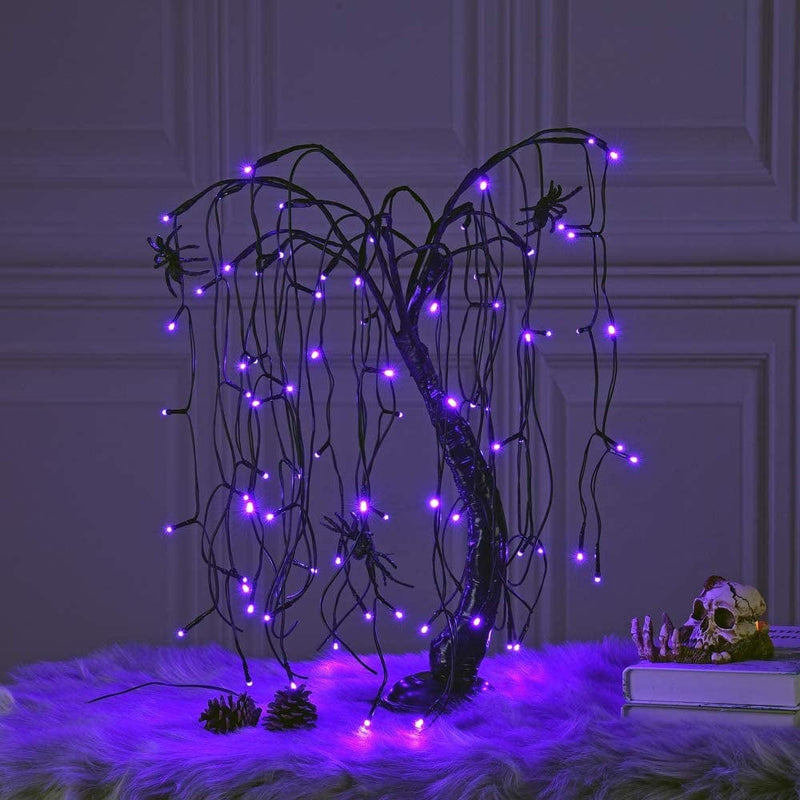 LIGHTSHARE 24-Inch Halloween Willow Tree LED Bonsai Night Light,80 LED Lights, Battery Powered or DC Adapter(Included),Orange for Home, Festival,Nativity, Party, and Christmas Decoration Home & Garden > Decor > Seasonal & Holiday Decorations LIGHTSHARE Purple  