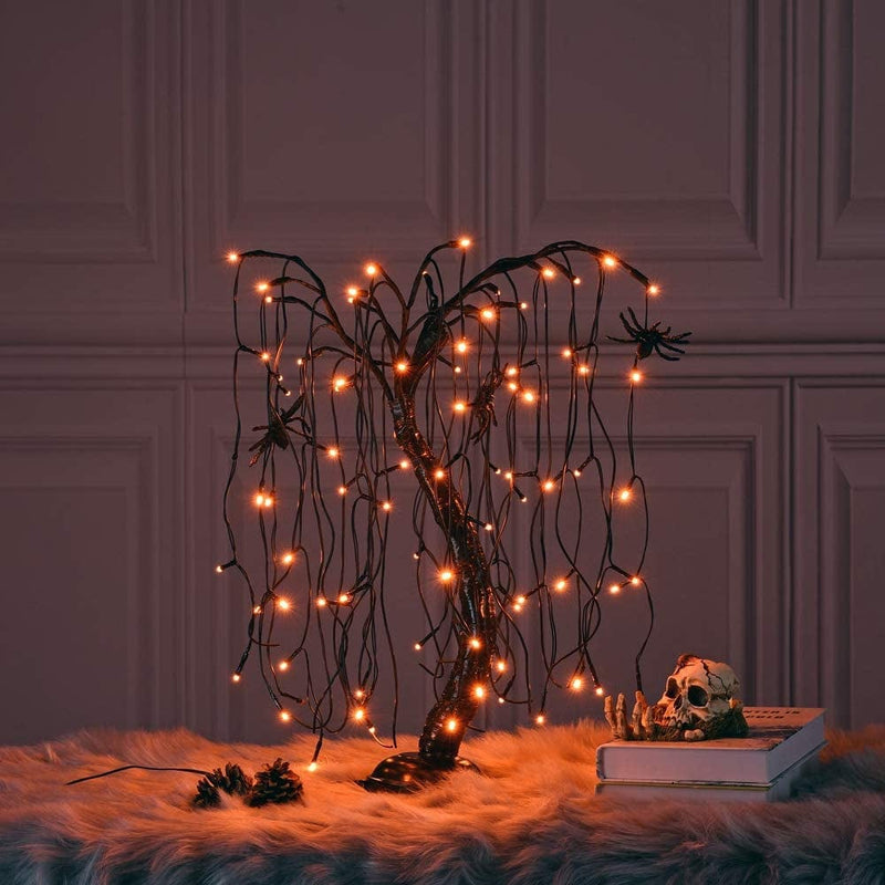 LIGHTSHARE 24-Inch Halloween Willow Tree LED Bonsai Night Light,80 LED Lights, Battery Powered or DC Adapter(Included),Orange for Home, Festival,Nativity, Party, and Christmas Decoration Home & Garden > Decor > Seasonal & Holiday Decorations LIGHTSHARE Orange  