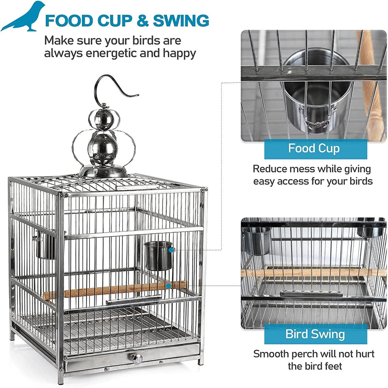 Lilithye Hanging Bird Cage Parakeet Cage Accessories Outdoor Pet Bird Travel Cages Perches with Stand for Conure Canary Parekettes Macaw Finch Cockatoo Budgie Cockatiels Animals & Pet Supplies > Pet Supplies > Bird Supplies > Bird Cages & Stands Lilithye   