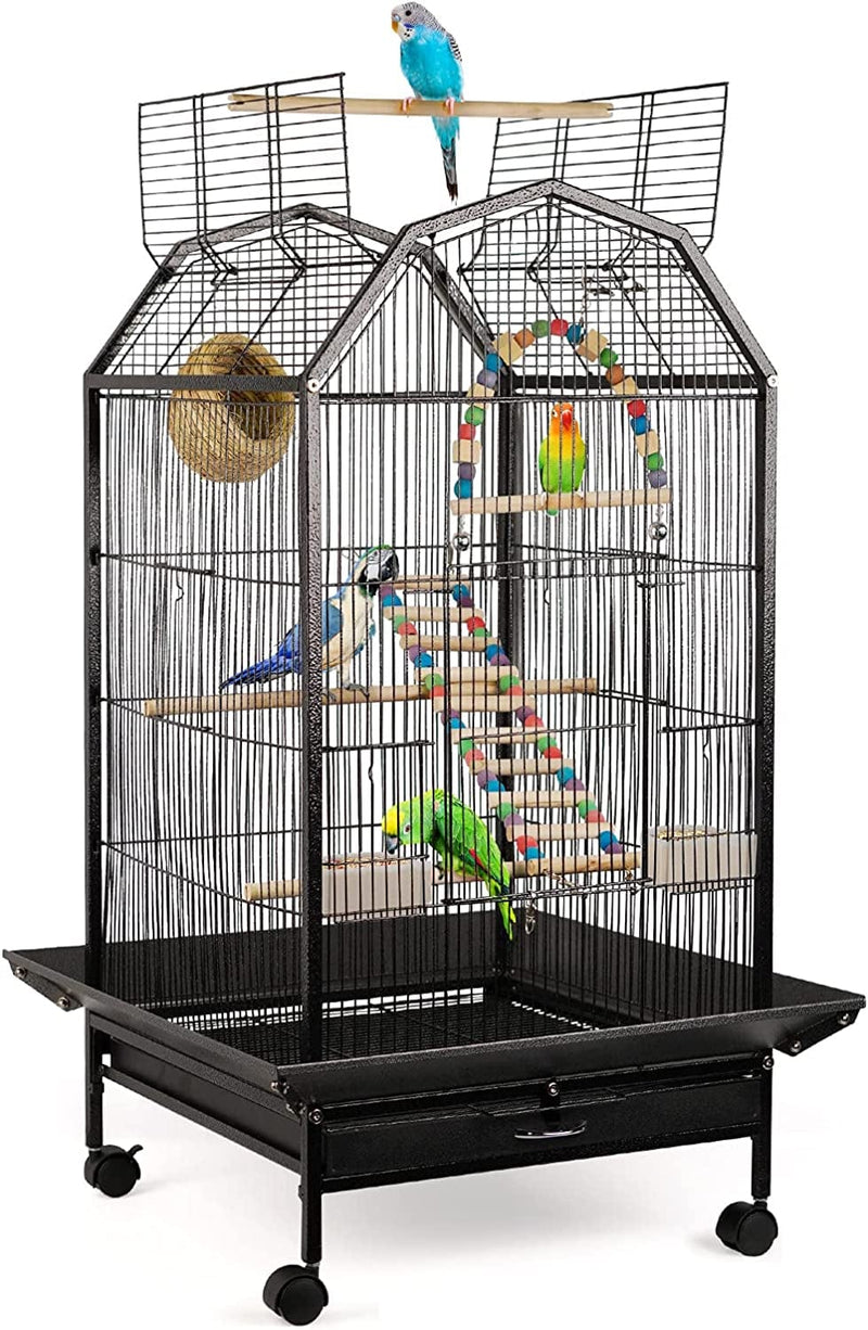 Lilithye Hanging Bird Cage Parakeet Cage Accessories Outdoor Pet Bird Travel Cages Perches with Stand for Conure Canary Parekettes Macaw Finch Cockatoo Budgie Cockatiels Animals & Pet Supplies > Pet Supplies > Bird Supplies > Bird Cages & Stands Lilithye A  