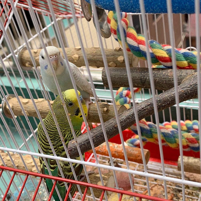 LIMIO Bird Perch 4 PCS Natural Wood Stand Parakeet Toys Bird Cage Accessories for Parrots Conure Supplies Budgie Platform Animals & Pet Supplies > Pet Supplies > Bird Supplies > Bird Cages & Stands LIMIO   