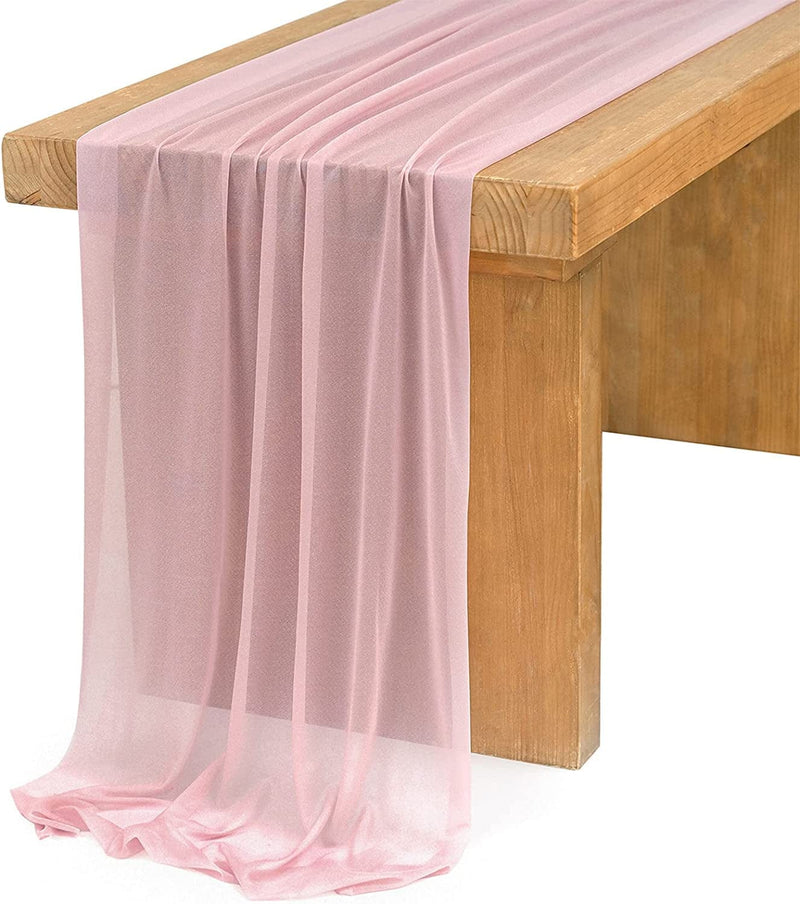 Ling'S Moment 14Ft Dusty Rose Sheer Chiffon like Table Runner for Wedding Reception Rustic Boho Wedding Party Bridal Shower Table Setting Decorations Home & Garden > Decor > Seasonal & Holiday Decorations Ling's moment Dusty Rose 29"w x 14ft 