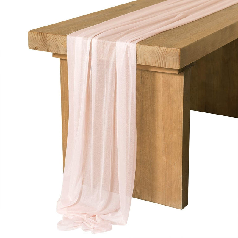 Ling'S Moment 14Ft Dusty Rose Sheer Chiffon like Table Runner for Wedding Reception Rustic Boho Wedding Party Bridal Shower Table Setting Decorations Home & Garden > Decor > Seasonal & Holiday Decorations Ling's moment Blush 29"w x 10ft 