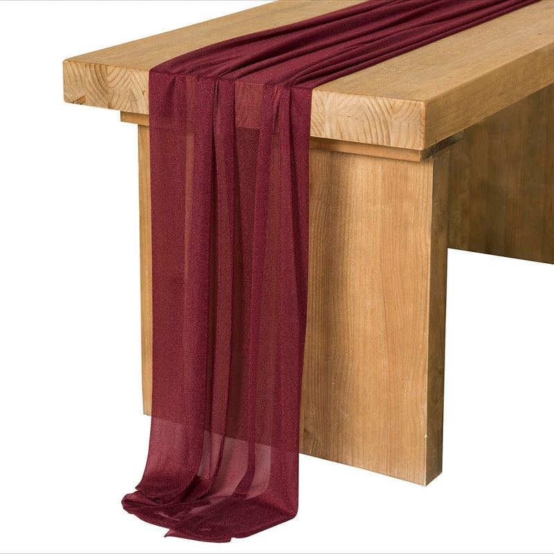 Ling'S Moment 14Ft Dusty Rose Sheer Chiffon like Table Runner for Wedding Reception Rustic Boho Wedding Party Bridal Shower Table Setting Decorations Home & Garden > Decor > Seasonal & Holiday Decorations Ling's moment Burgundy 29"w x 14ft 