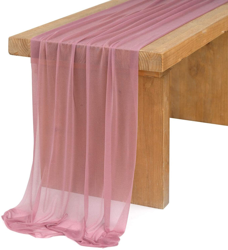 Ling'S Moment 14Ft Dusty Rose Sheer Chiffon like Table Runner for Wedding Reception Rustic Boho Wedding Party Bridal Shower Table Setting Decorations Home & Garden > Decor > Seasonal & Holiday Decorations Ling's moment Mauve 29"w x 10ft 