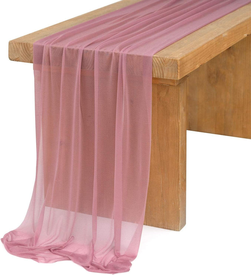 Ling'S Moment 14Ft Dusty Rose Sheer Chiffon like Table Runner for Wedding Reception Rustic Boho Wedding Party Bridal Shower Table Setting Decorations Home & Garden > Decor > Seasonal & Holiday Decorations Ling's moment Mauve 29"w x 14ft 