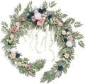 Ling'S Moment 9FT Eucalyptus and Willow Leaf Garland with White Flower, Handcrafted Wedding Sweetheart Table Centerpieces Head Table Decor Arch Backdrop Decorations for Wedding | Terracotta Home & Garden > Decor > Seasonal & Holiday Decorations Ling's moment Dusty Rose Navy  