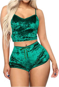 Lingerie Womens Pajamas Sexy 2 Set Velvet Satin Spaghetti Strap Outfit Pajamas Shorts Camisole Nightgown Home & Garden > Pool & Spa > Pool & Spa Accessories ds4XFaZ3Zz Green XX-Large 
