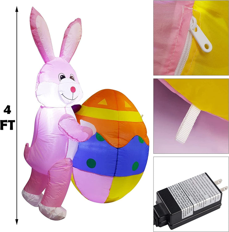 Liooty 4 FT Lighted Inflatable Easter Bunny with Egg, Easter Blow up Rabbit with Built-In Leds, Perfect Outdoor Holiday Decorations for Patio Yard Party Home & Garden > Decor > Seasonal & Holiday Decorations Taizhou Huangyan Yulong Arts&Crafts Co., Ltd.   