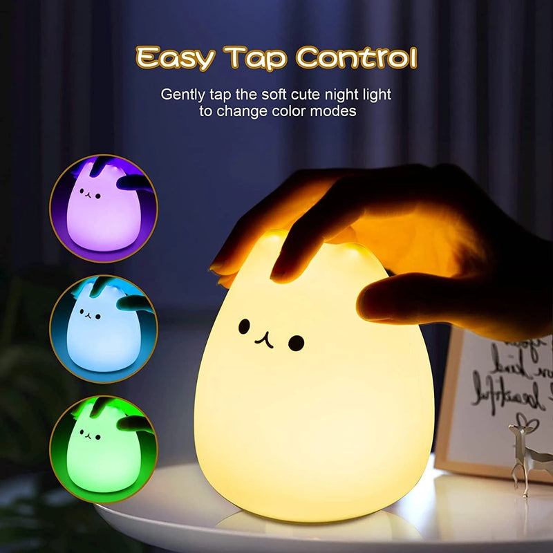 Litake LED Cat Night Light, Battery Powered Silicone Cute Cat Nursery Lights with Warm White and 7-Color Breathing Modes for Kids Baby Children (Mini Celebrity Cat) Home & Garden > Lighting > Night Lights & Ambient Lighting Litake   