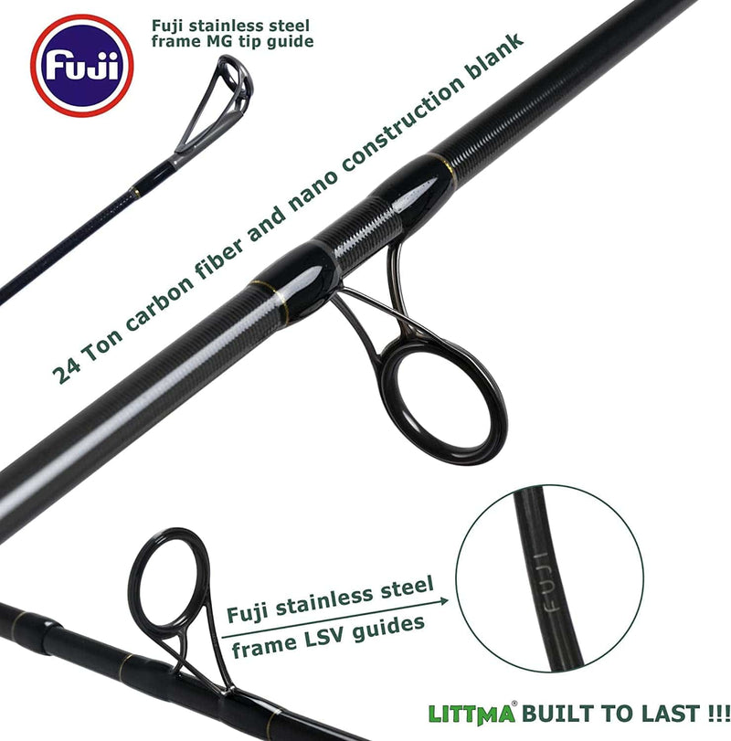 LITTMA Surf Spinning Rod with Fuji Ring Surf Rods Saltwater 12Ft 9Ft 10Ft 11Ft Graphite Surf Rod Surf Casting Rod Surf Fishing Rod Surf Rod Saltwater Surf Casting Rod Surf Rod Barra De Surf Surf Rod Sporting Goods > Outdoor Recreation > Fishing > Fishing Rods LITTMA   