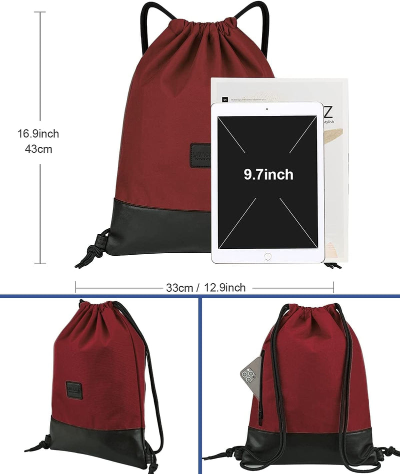 LIVACASA Drawstring Backpack Gym Drawstring Bag Sports for Men Women All Brick Red Splicing Home & Garden > Household Supplies > Storage & Organization LIVACASA   