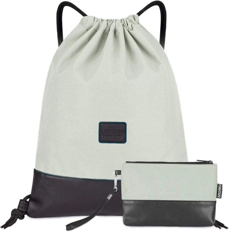 LIVACASA Drawstring Backpack Gym Drawstring Bag Sports for Men Women All Brick Red Splicing Home & Garden > Household Supplies > Storage & Organization LIVACASA Light Grey 2 Piece  