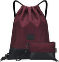 LIVACASA Drawstring Backpack Gym Drawstring Bag Sports for Men Women All Brick Red Splicing Home & Garden > Household Supplies > Storage & Organization LIVACASA Red 2 Piece  