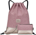 LIVACASA Drawstring Backpack Gym Drawstring Bag Sports for Men Women All Brick Red Splicing Home & Garden > Household Supplies > Storage & Organization LIVACASA Pink 2 Piece  