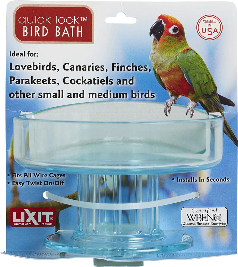 Lixit Quick Lock Bird Cage Bath for Lovebirds, Canaries, Finches, Parakeets, and Cockatiels and Other Small to Medium Feathered Friends (Pack of 1) Animals & Pet Supplies > Pet Supplies > Bird Supplies > Bird Cages & Stands Lixit   