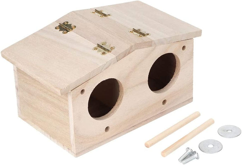 LIZEALUCKY Parakeet Nesting Box, Wooden Bird House Pet Bird Nest Kits Breeding Box Cage Birdhouse Accessories Withpack Fitting for Parrots Swallows Birds Animals & Pet Supplies > Pet Supplies > Bird Supplies > Bird Cages & Stands LIZEALUCKY   