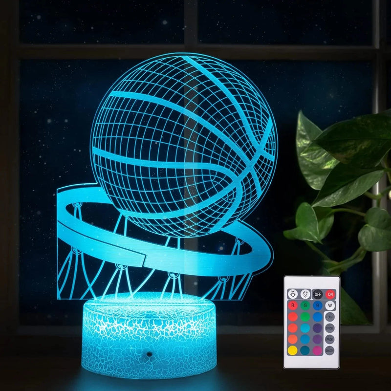 Lmgy Basketball Night Light,3D Illusion Led Lamp , 16 Colors Dimmable with Remote Control Smart Touch, Best Christmas Birthday Gift for 3,4,5,6,7,8 Year Old Boy Girl Kids, Suitable for Basketball Fans