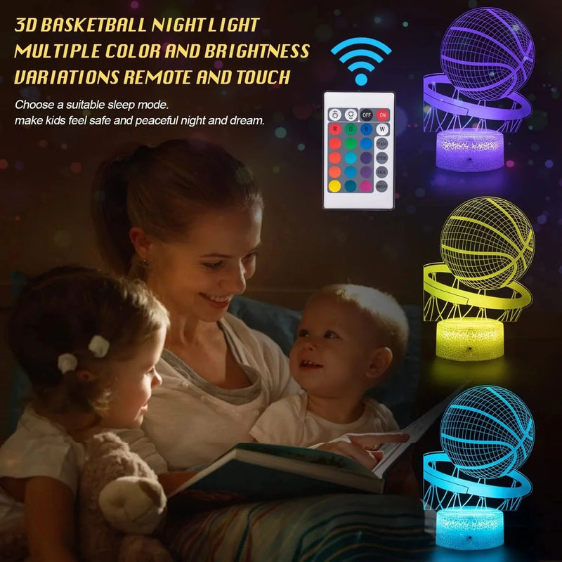 Lmgy Basketball Night Light,3D Illusion Led Lamp , 16 Colors Dimmable with Remote Control Smart Touch, Best Christmas Birthday Gift for 3,4,5,6,7,8 Year Old Boy Girl Kids, Suitable for Basketball Fans