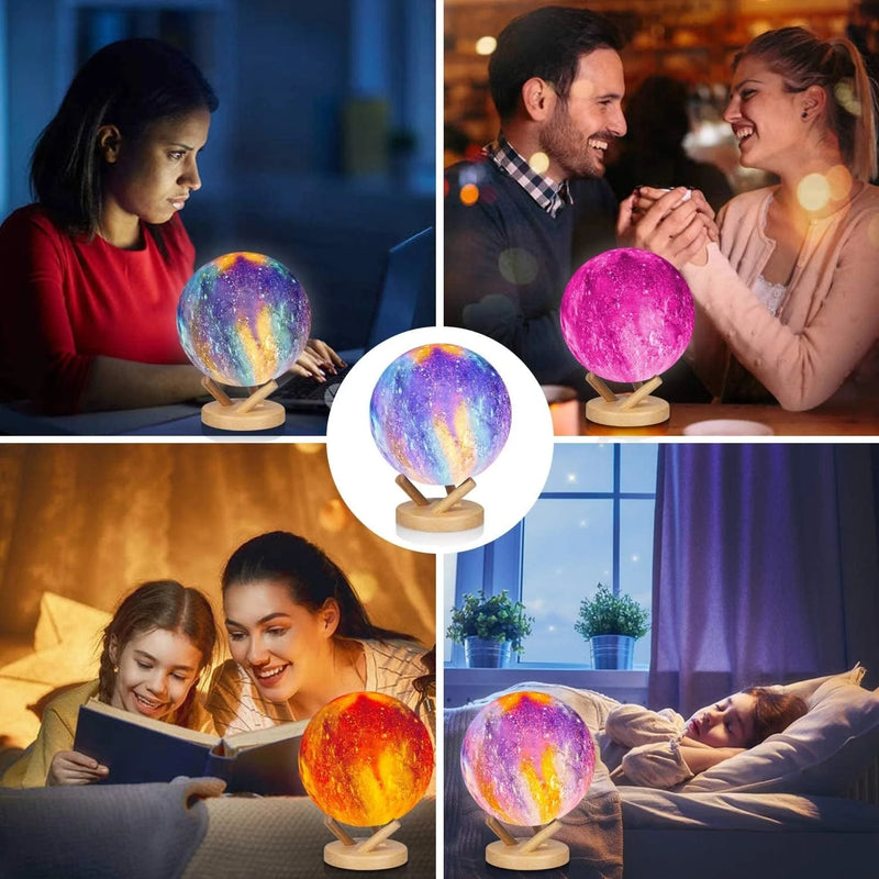 LOGROTATE Moon Lamp, Galaxy Night Light Lamp 6 Inch 2021 Upgrade Sliding Control 18 Colors LED 3D Star Moon Light with Wood Stand/Remote/Timing/Usb Rechargeable Birthday Gift for Kids Girls Boys Dad Home & Garden > Lighting > Night Lights & Ambient Lighting LOGROTATE   