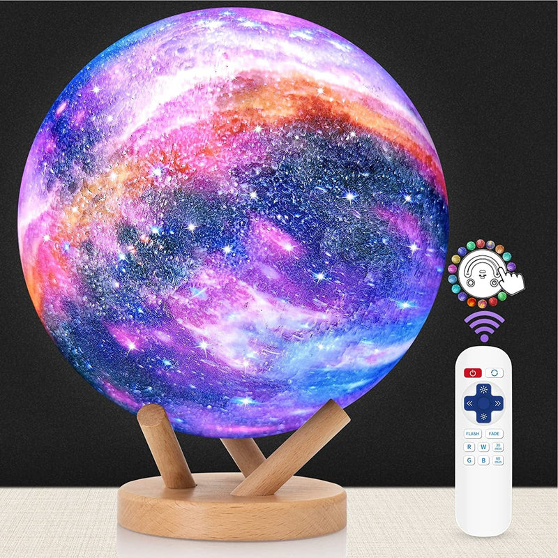 LOGROTATE Moon Lamp, Galaxy Night Light Lamp 6 Inch 2021 Upgrade Sliding Control 18 Colors LED 3D Star Moon Light with Wood Stand/Remote/Timing/Usb Rechargeable Birthday Gift for Kids Girls Boys Dad Home & Garden > Lighting > Night Lights & Ambient Lighting LOGROTATE 6 inch  