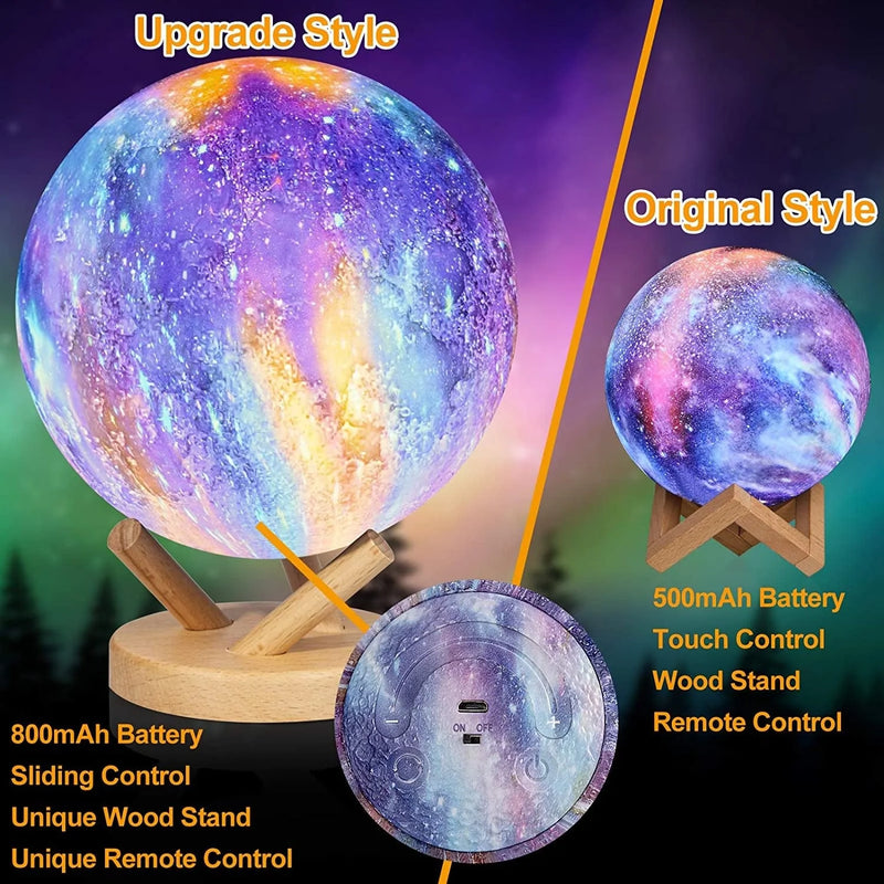 LOGROTATE Moon Lamp, Galaxy Night Light Lamp 6 Inch 2021 Upgrade Sliding Control 18 Colors LED 3D Star Moon Light with Wood Stand/Remote/Timing/Usb Rechargeable Birthday Gift for Kids Girls Boys Dad Home & Garden > Lighting > Night Lights & Ambient Lighting LOGROTATE   