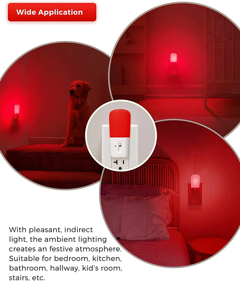 LOHAS Red Night Light Plug In, Dimmable Red Light LED Night Lights with Dusk to Dawn Sensor , Adjustable Brightness Red Light for Nursery Kids Room Hallway Kitchen,Christmas Gift 2 Pack