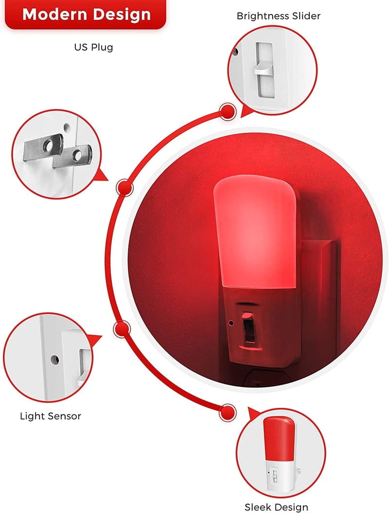 LOHAS Red Night Light Plug In, Dimmable Red Light LED Night Lights with Dusk to Dawn Sensor , Adjustable Brightness Red Light for Nursery Kids Room Hallway Kitchen,Christmas Gift 2 Pack Home & Garden > Lighting > Night Lights & Ambient Lighting GK Lighting   