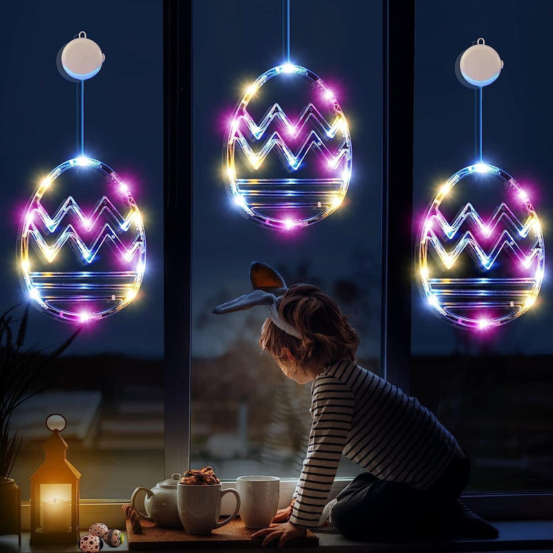 Lolstar Easter Window Lights, Easter Window Decorations, 3 Pack Easter Eggs Shaped Multicolor Hanging String Lights with Suction Cup, Battery Operated Lights for Easter Indoor Home Farmhouse Decor Home & Garden > Decor > Seasonal & Holiday Decorations LOLStar   