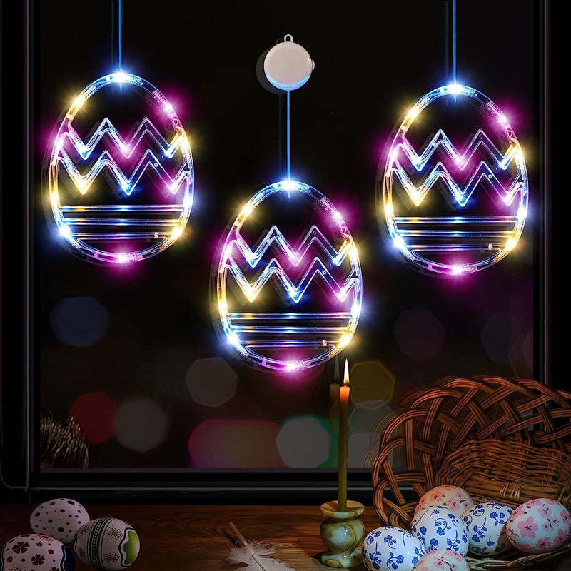 Lolstar Easter Window Lights, Easter Window Decorations, 3 Pack Easter Eggs Shaped Multicolor Hanging String Lights with Suction Cup, Battery Operated Lights for Easter Indoor Home Farmhouse Decor Home & Garden > Decor > Seasonal & Holiday Decorations LOLStar Easter Eggs  