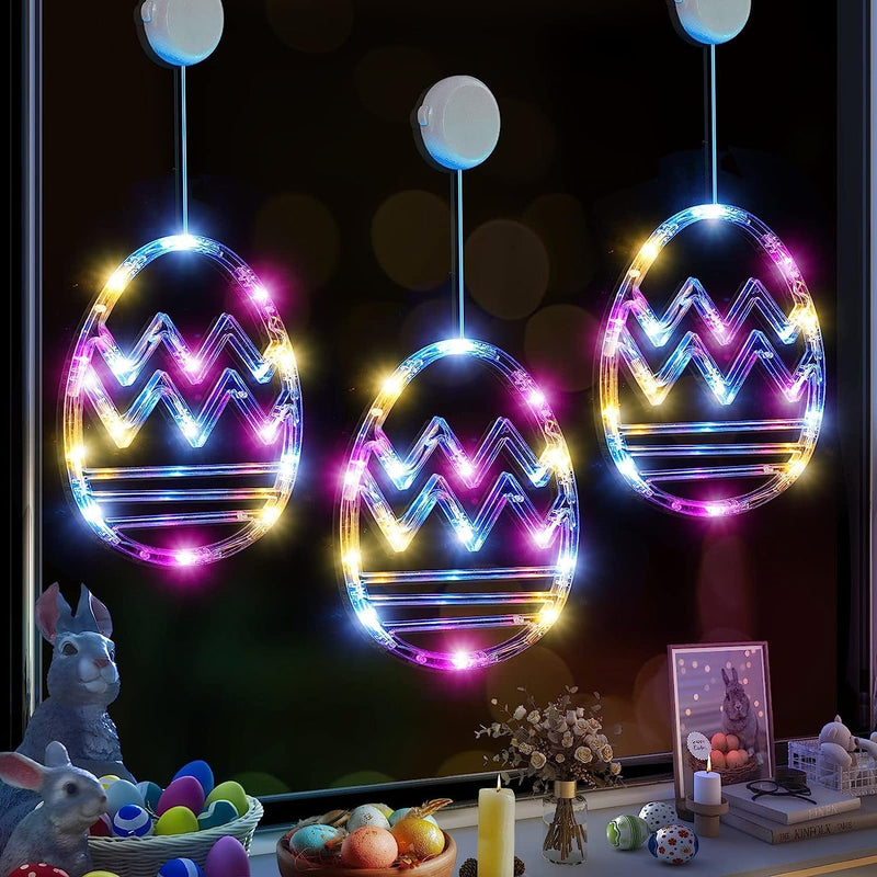 Lolstar Easter Window Lights, Easter Window Decorations, 3 Pack Easter Eggs Shaped Multicolor Hanging String Lights with Suction Cup, Battery Operated Lights for Easter Indoor Home Farmhouse Decor Home & Garden > Decor > Seasonal & Holiday Decorations LOLStar   