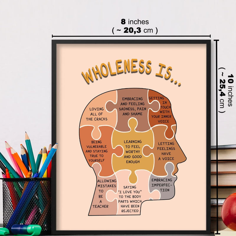 LOLUIS Mental Health Wall Decor, Classroom School Counselor Supplies Boho Educational Art Print, Wholeness Is Poster (8 X 10 Inch Unframed, 1.8 Wholeness Is) Home & Garden > Decor > Artwork > Posters, Prints, & Visual Artwork LOLUIS   