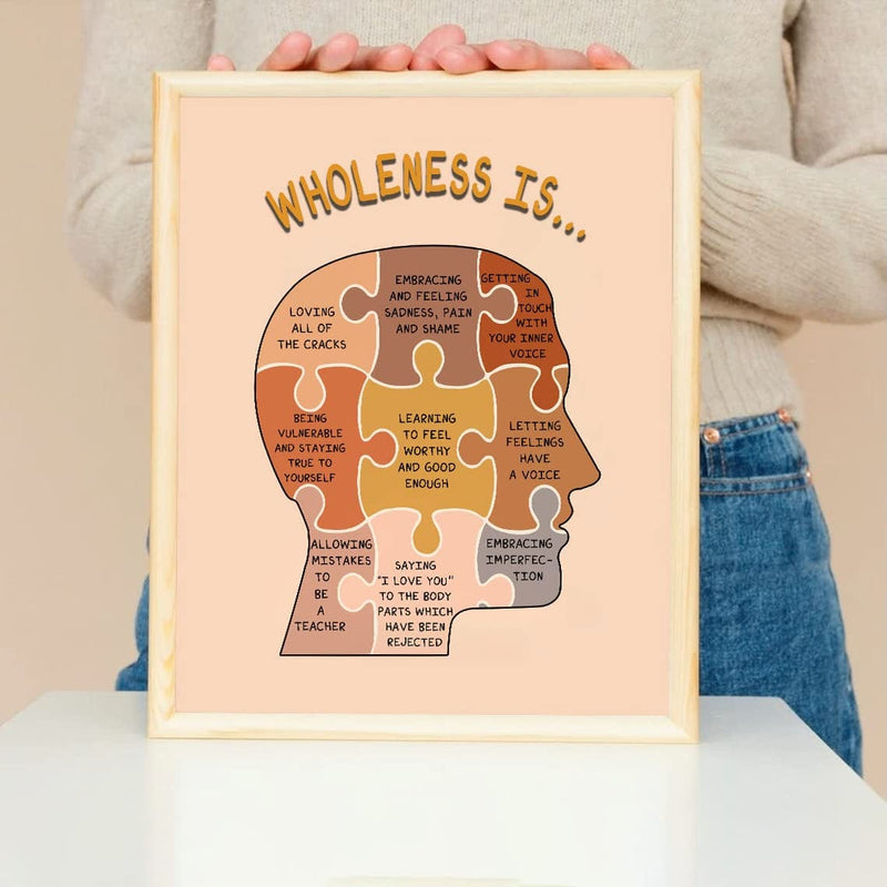 LOLUIS Mental Health Wall Decor, Classroom School Counselor Supplies Boho Educational Art Print, Wholeness Is Poster (8 X 10 Inch Unframed, 1.8 Wholeness Is) Home & Garden > Decor > Artwork > Posters, Prints, & Visual Artwork LOLUIS   