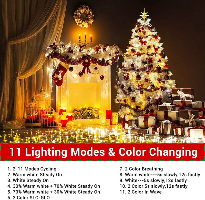 Lomotech Color Changing String Lights, 66Ft 200LED Fairy Lights 11 Modes White to Warm White String Lights, Connectable Waterproof Remote Control Lights for Christmas Decorations Home & Garden > Lighting > Light Ropes & Strings Ningbo Golden Power Electronic Co.,Ltd   