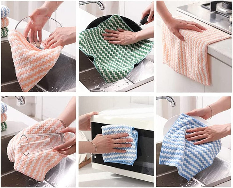 Lonsioni Kitchen Towels, 5 Pack Coral Fleece Super Absorbent Microfiber Cleaning Cloths, Reusable Stain Remover Cleaning Dish Towels for Kitchen, Bathroom, Furniture, Appliances 12''X16'' Home & Garden > Household Supplies > Household Cleaning Supplies China   