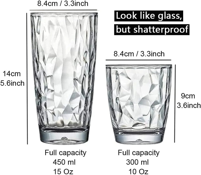 [Look like Glass] Unbreakable Drinking Glasses Tritan Plastic Tumblers Dishwasher Safe BPA Free Small Acrylic Juice Glasses for Kids Plastic Water Glasses (15 Oz 8 Pieces Clear) Home & Garden > Kitchen & Dining > Tableware > Drinkware VEILEDGEM   