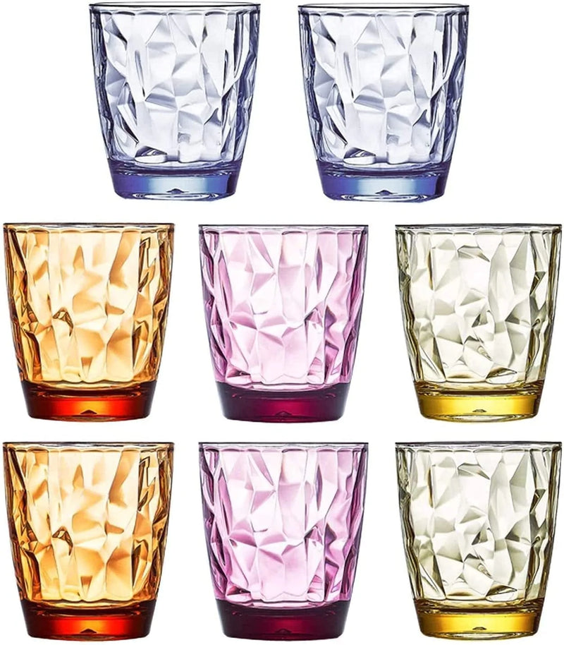 [Look like Glass] Unbreakable Drinking Glasses Tritan Plastic Tumblers Dishwasher Safe BPA Free Small Acrylic Juice Glasses for Kids Plastic Water Glasses (15 Oz 8 Pieces Clear) Home & Garden > Kitchen & Dining > Tableware > Drinkware VEILEDGEM 10 Oz 8 Pieces 4 Colors  