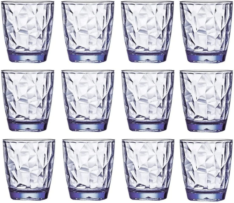 [Look like Glass] Unbreakable Drinking Glasses Tritan Plastic Tumblers Dishwasher Safe BPA Free Small Acrylic Juice Glasses for Kids Plastic Water Glasses (15 Oz 8 Pieces Clear) Home & Garden > Kitchen & Dining > Tableware > Drinkware VEILEDGEM 10 Oz 12 Pieces Blue  