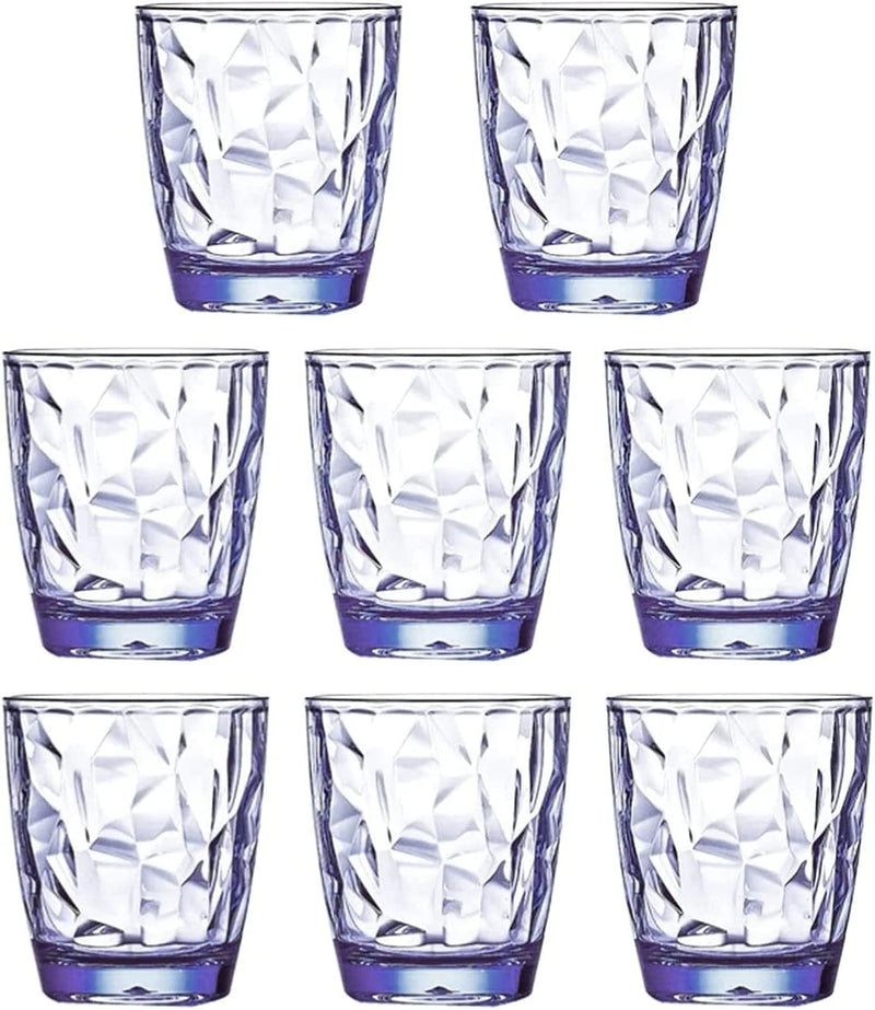[Look like Glass] Unbreakable Drinking Glasses Tritan Plastic Tumblers Dishwasher Safe BPA Free Small Acrylic Juice Glasses for Kids Plastic Water Glasses (15 Oz 8 Pieces Clear) Home & Garden > Kitchen & Dining > Tableware > Drinkware VEILEDGEM 10 Oz 8 Pieces Blue  