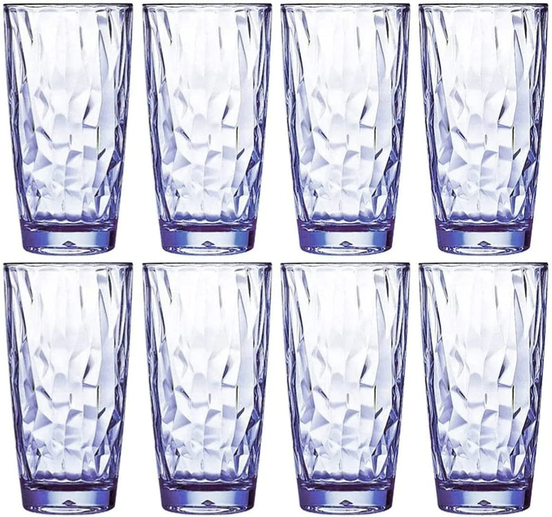 [Look like Glass] Unbreakable Drinking Glasses Tritan Plastic Tumblers Dishwasher Safe BPA Free Small Acrylic Juice Glasses for Kids Plastic Water Glasses (15 Oz 8 Pieces Clear) Home & Garden > Kitchen & Dining > Tableware > Drinkware VEILEDGEM 15 Oz 8 Pieces Blue  
