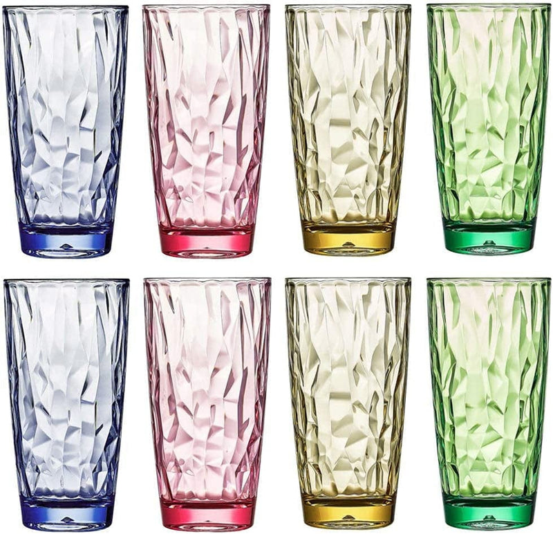 [Look like Glass] Unbreakable Drinking Glasses Tritan Plastic Tumblers Dishwasher Safe BPA Free Small Acrylic Juice Glasses for Kids Plastic Water Glasses (15 Oz 8 Pieces Clear) Home & Garden > Kitchen & Dining > Tableware > Drinkware VEILEDGEM 15 Oz 8 Pieces 4 Colors  