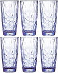 [Look like Glass] Unbreakable Drinking Glasses Tritan Plastic Tumblers Dishwasher Safe BPA Free Small Acrylic Juice Glasses for Kids Plastic Water Glasses (15 Oz 8 Pieces Clear) Home & Garden > Kitchen & Dining > Tableware > Drinkware VEILEDGEM 15 Oz 6 Pieces Blue  