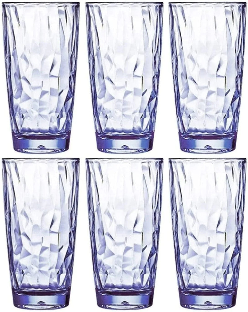 [Look like Glass] Unbreakable Drinking Glasses Tritan Plastic Tumblers Dishwasher Safe BPA Free Small Acrylic Juice Glasses for Kids Plastic Water Glasses (15 Oz 8 Pieces Clear) Home & Garden > Kitchen & Dining > Tableware > Drinkware VEILEDGEM 15 Oz 6 Pieces Blue  