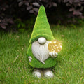 Lovenite Garden Gnome Statue, Solar LED Garden Lights, Resin Gnome Figurine Night Lamps for Yard Patio Lawn Porch St. Patric'S Day Outdoor Decor (Green) Home & Garden > Lighting > Lamps LoveNite Green  