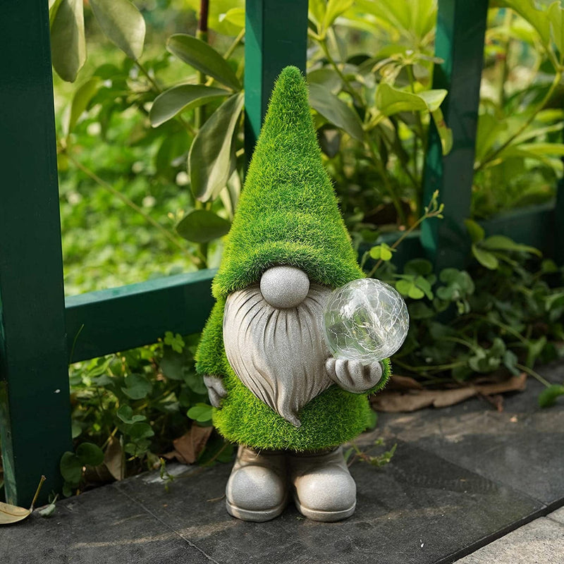 Lovenite Garden Gnome Statue, Solar LED Garden Lights, Resin Gnome Figurine Night Lamps for Yard Patio Lawn Porch St. Patric'S Day Outdoor Decor (Green) Home & Garden > Lighting > Lamps LoveNite   