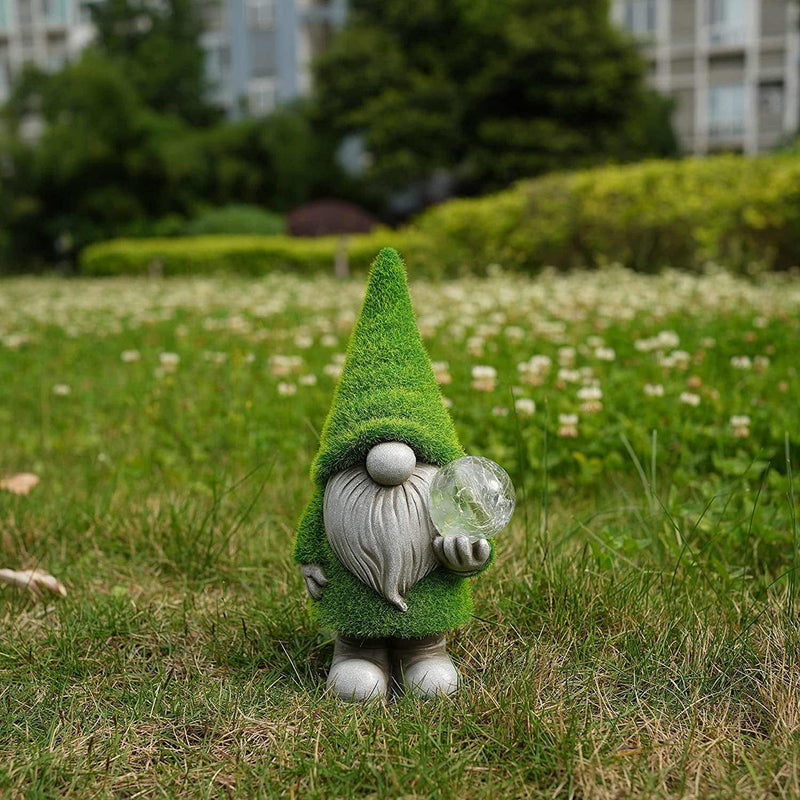 Lovenite Garden Gnome Statue, Solar LED Garden Lights, Resin Gnome Figurine Night Lamps for Yard Patio Lawn Porch St. Patric'S Day Outdoor Decor (Green) Home & Garden > Lighting > Lamps LoveNite   