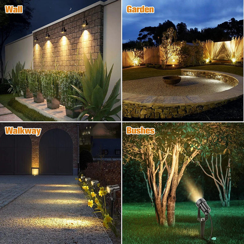 Low Voltage Landscape Lights, Total 56Ft Cable Long Outdoor Landscape Lights Waterproof Led Spotlight with Plug Warm White 12W Small Landscaping Spotlights for Garden,Yard,Walkway(With Transformer)